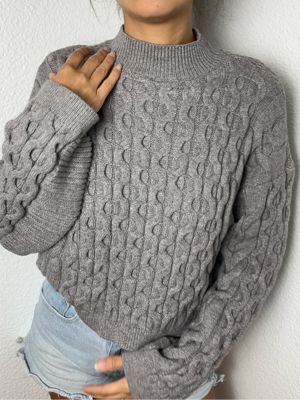 Anthropologie Gray Thick Knit Gray Sweater Womens Size Small